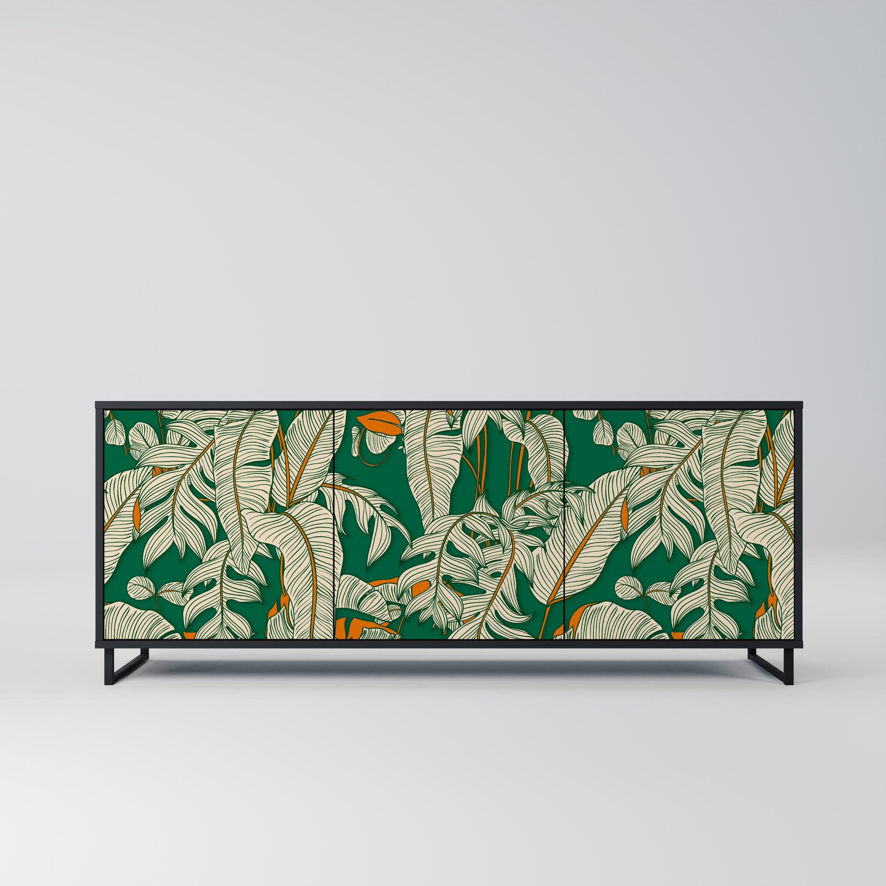 VERDANT PLEASURES 3-Door Sideboard in Black Finish