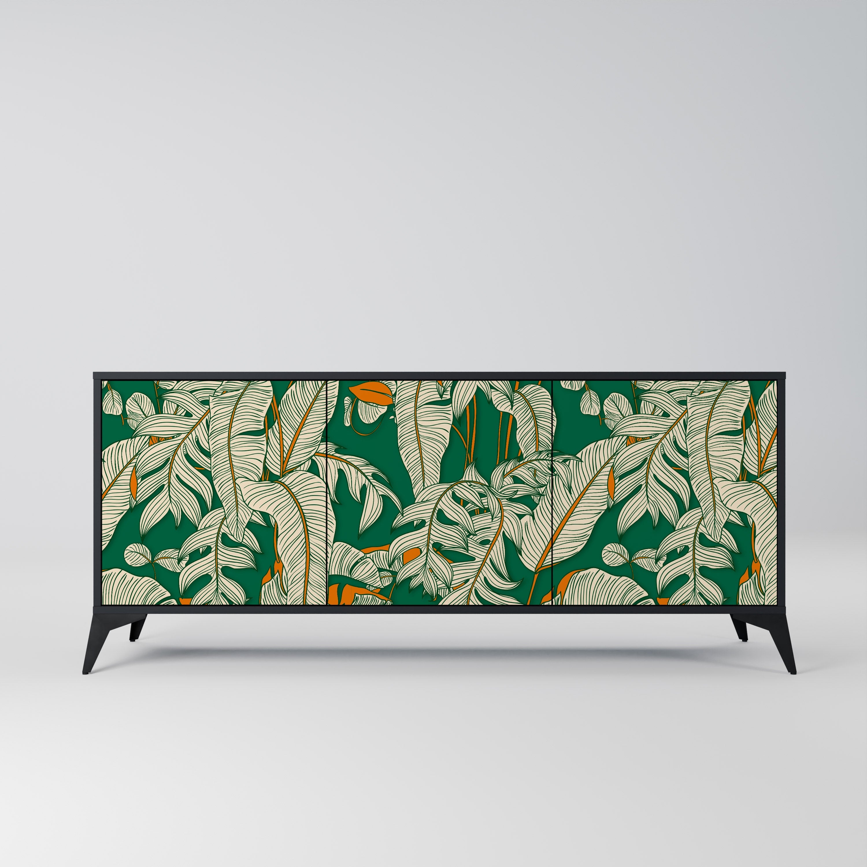 VERDANT PLEASURES 3-Door Sideboard in Black Finish