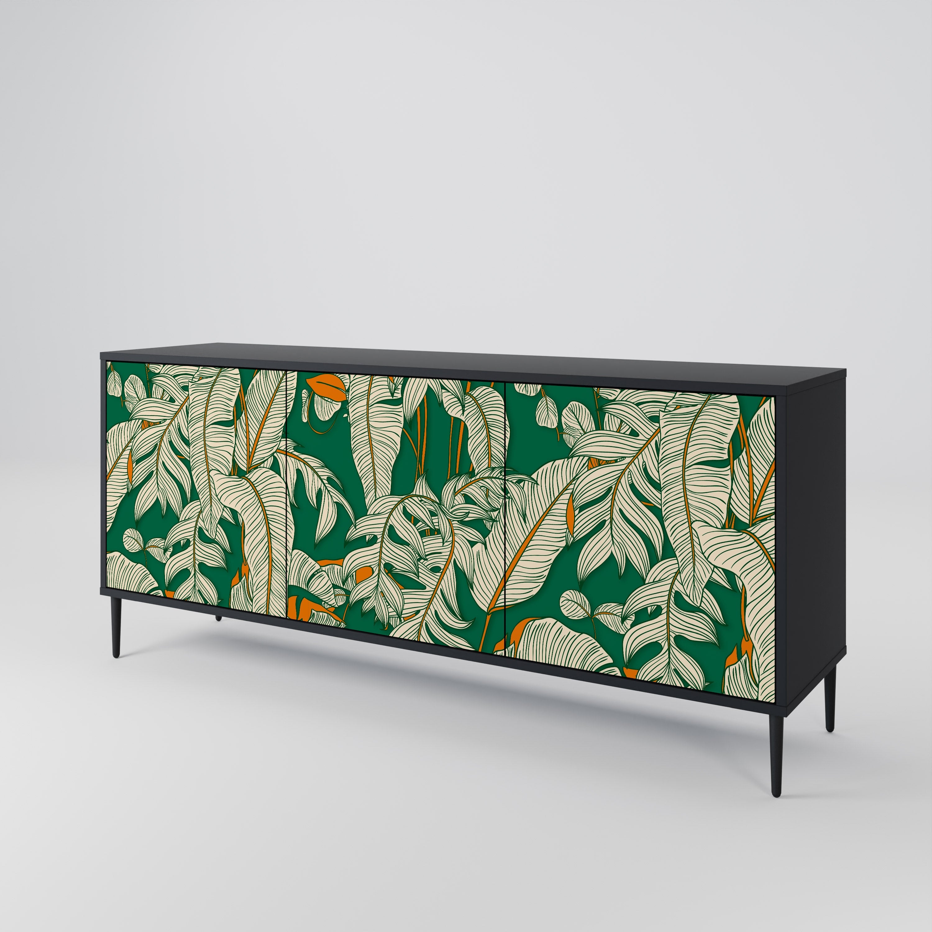 VERDANT PLEASURES 3-Door Sideboard in Black Finish