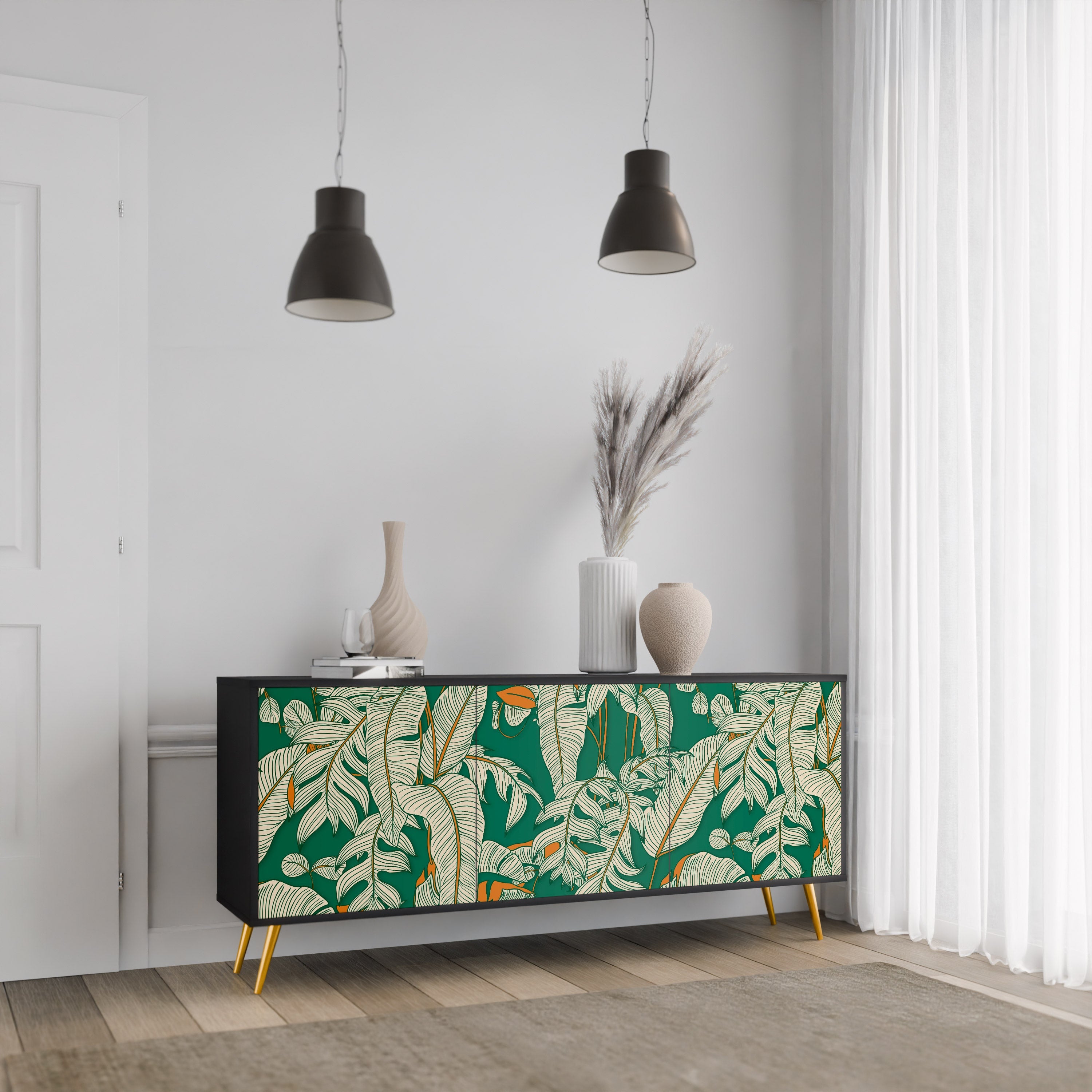 VERDANT PLEASURES Sideboard mit 3 Türen in Schwarz
