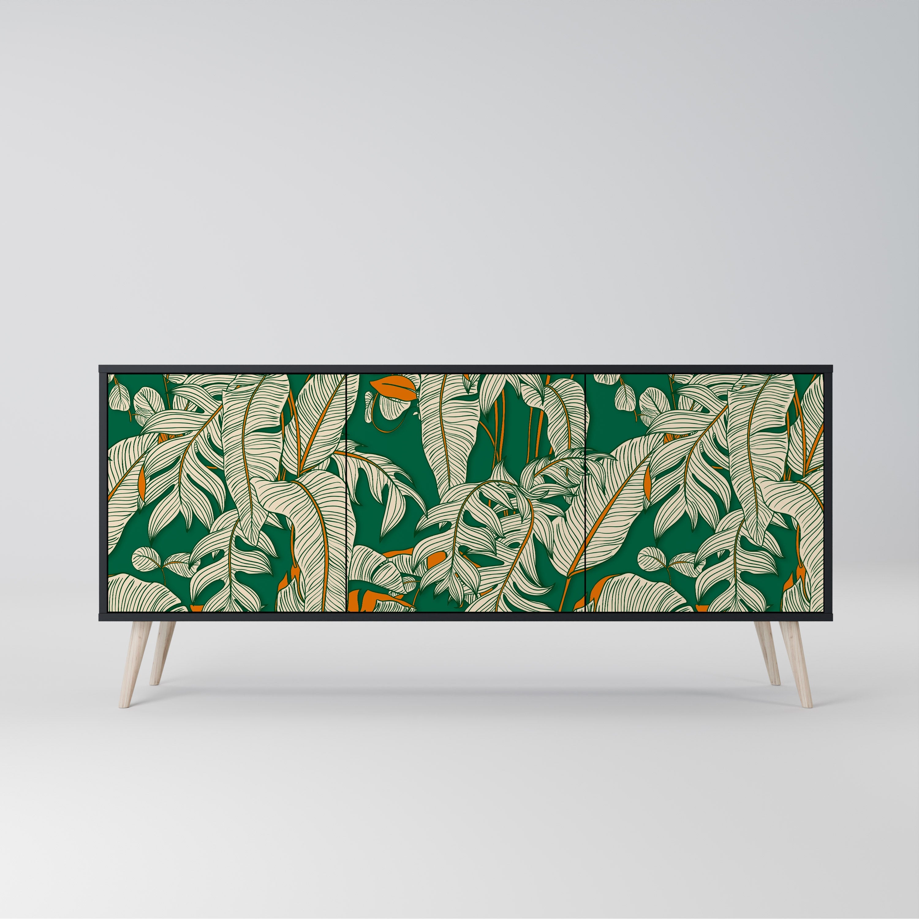 VERDANT PLEASURES 3-Door Sideboard in Black Finish