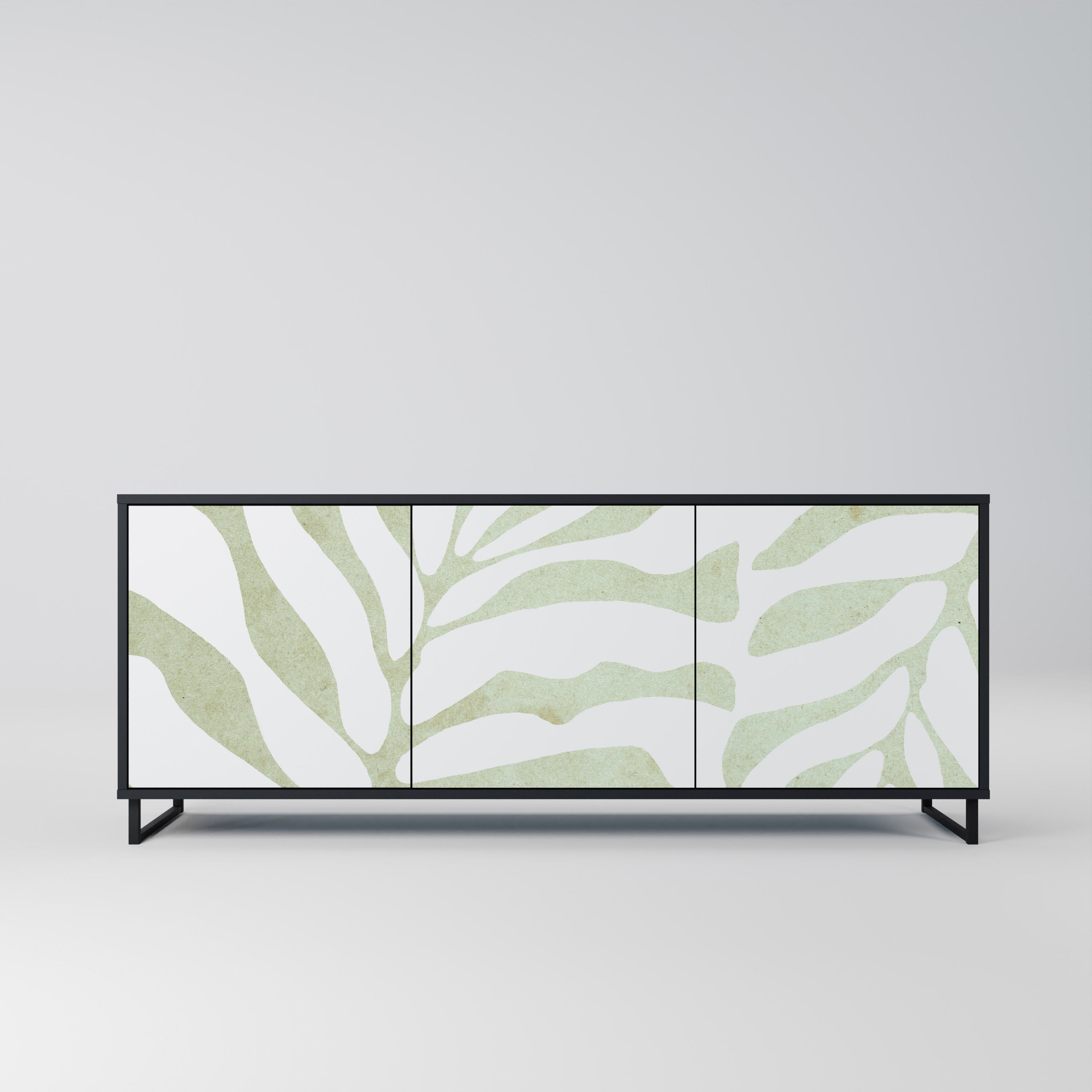 BOTANICAL SPARK 3-Door Sideboard in Black Finish