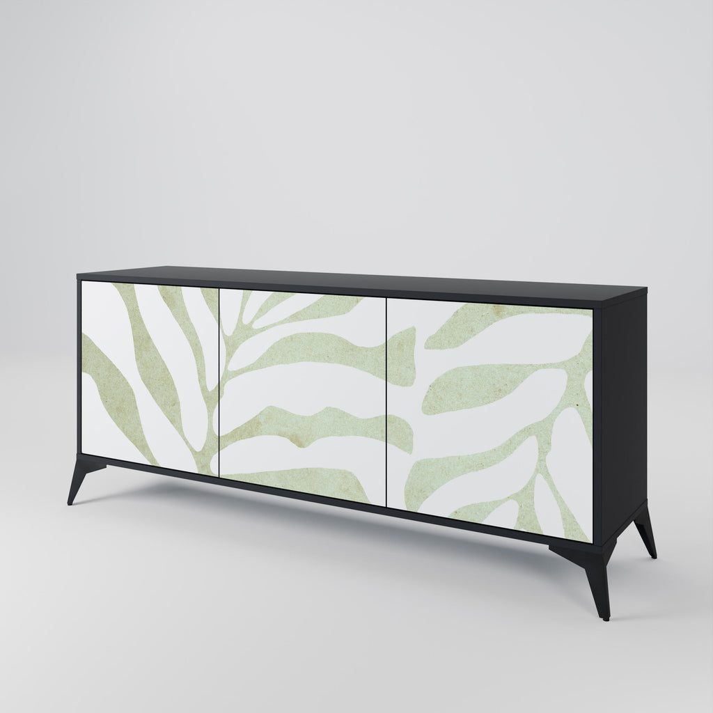 BOTANICAL SPARK 3-Door Sideboard in Black Finish