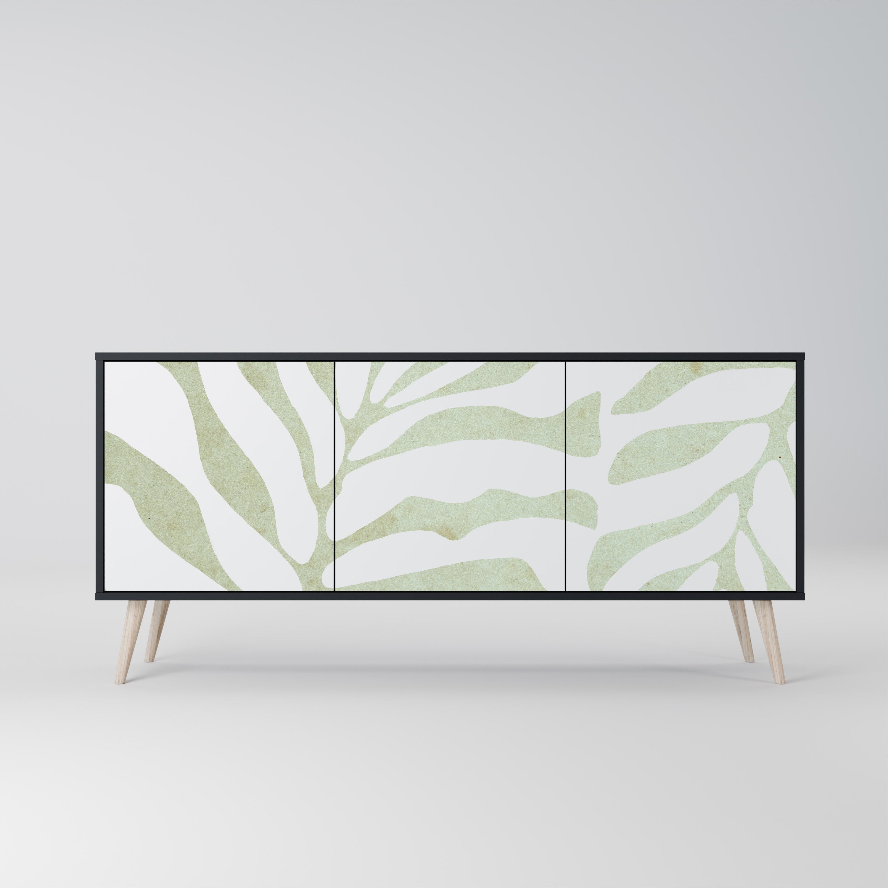 BOTANICAL SPARK 3-Door Sideboard in Black Finish