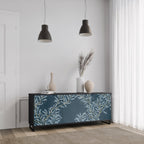 BLUE LEAVES 3-Door Sideboard in Black Finish
