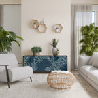 BLUE LEAVES 3-Door Sideboard in Black Finish