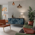 BLUE LEAVES 3-Door Sideboard in Black Finish