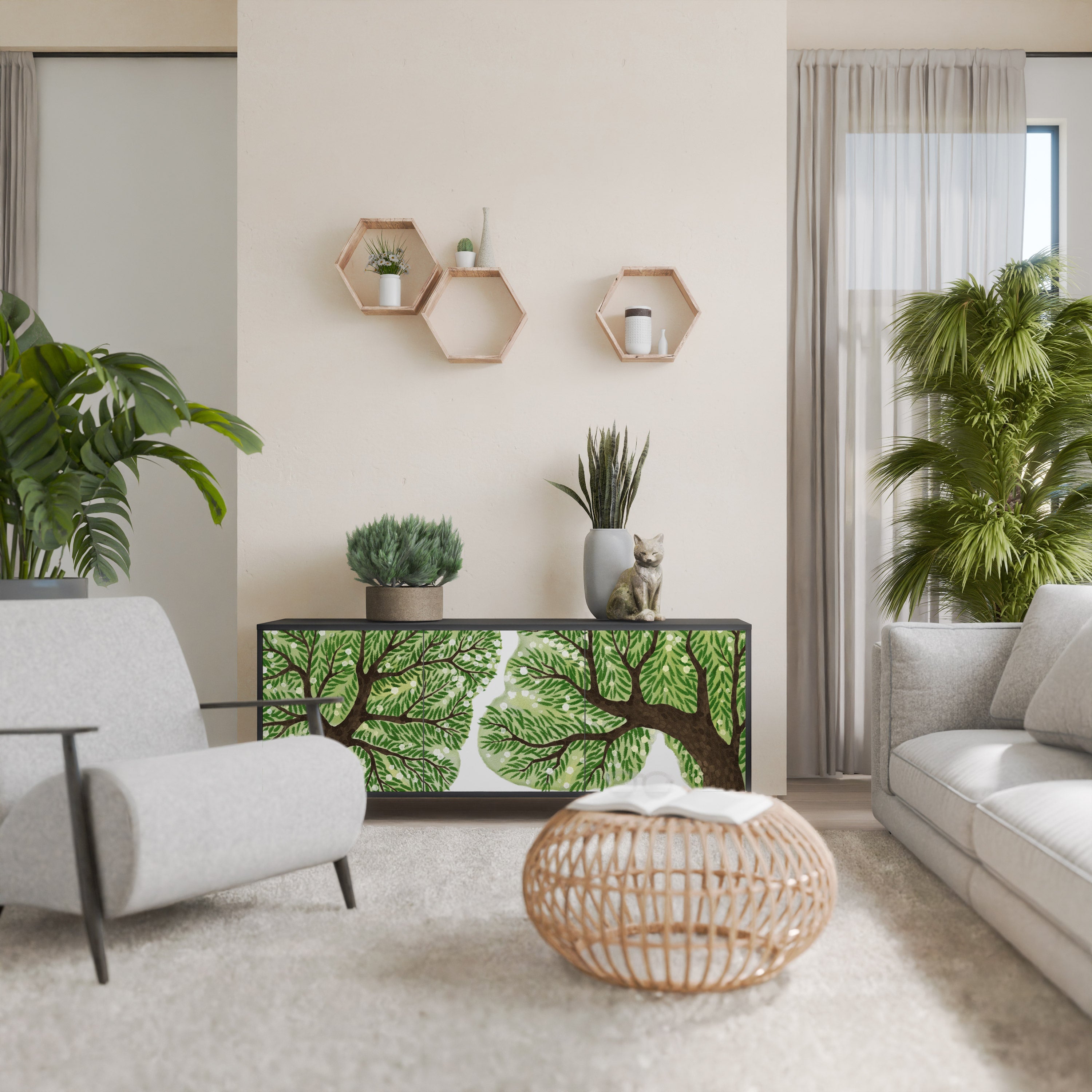 WILDERNESS DASH Sideboard mit 3 Türen in Schwarz