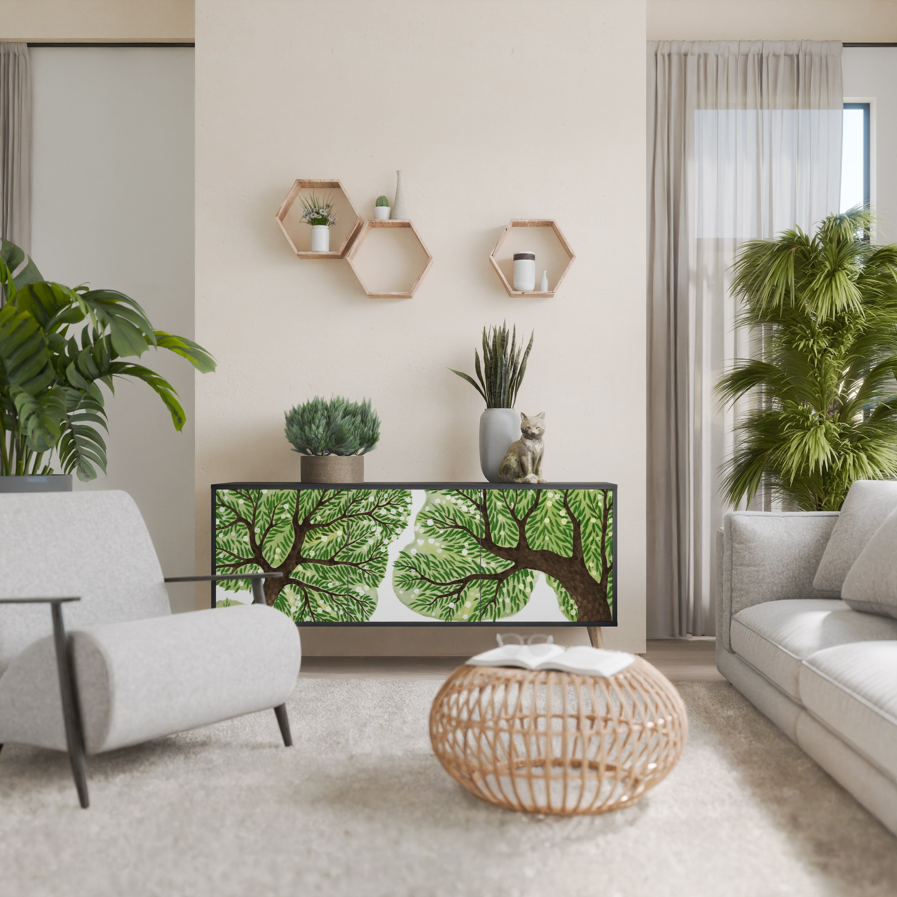 WILDERNESS DASH Sideboard mit 3 Türen in Schwarz