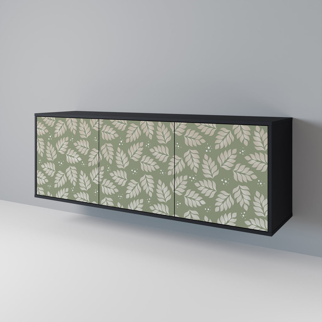 LEAVES ON GREEN 3-Door Sideboard in Black Finish