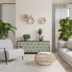 LEAVES ON GREEN 3-Door Sideboard in Black Finish