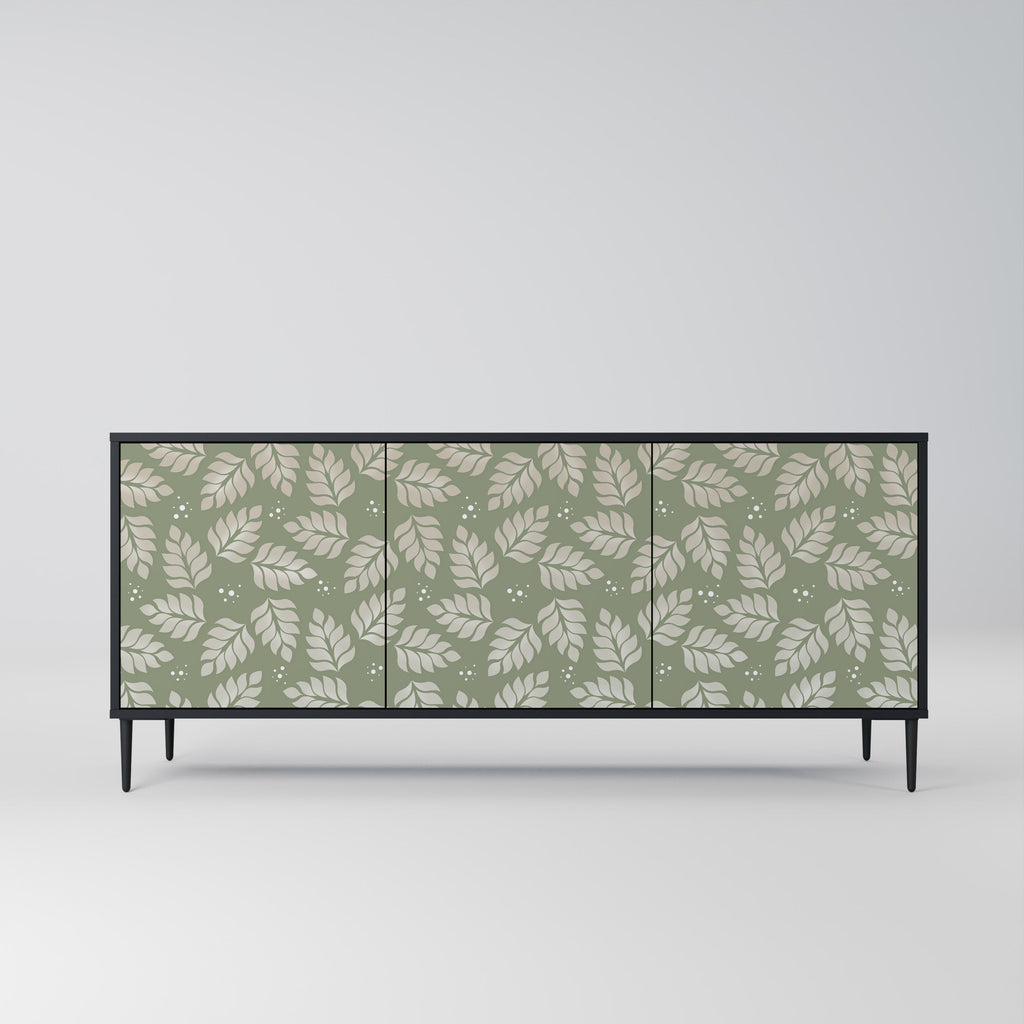 LEAVES ON GREEN 3-Door Sideboard in Black Finish