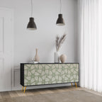 LEAVES ON GREEN 3-Door Sideboard in Black Finish