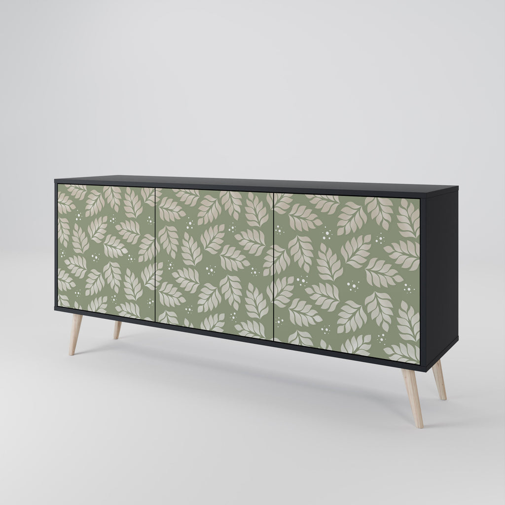 LEAVES ON GREEN 3-Door Sideboard in Black Finish