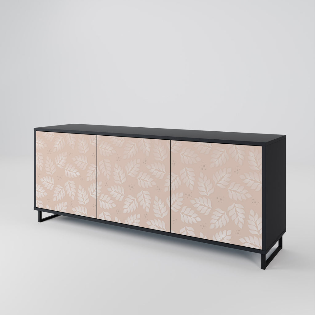 LEAVES ON BEIGE Sideboard mit 3 Türen in Schwarz