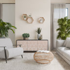 LEAVES ON BEIGE Sideboard mit 3 Türen in Schwarz