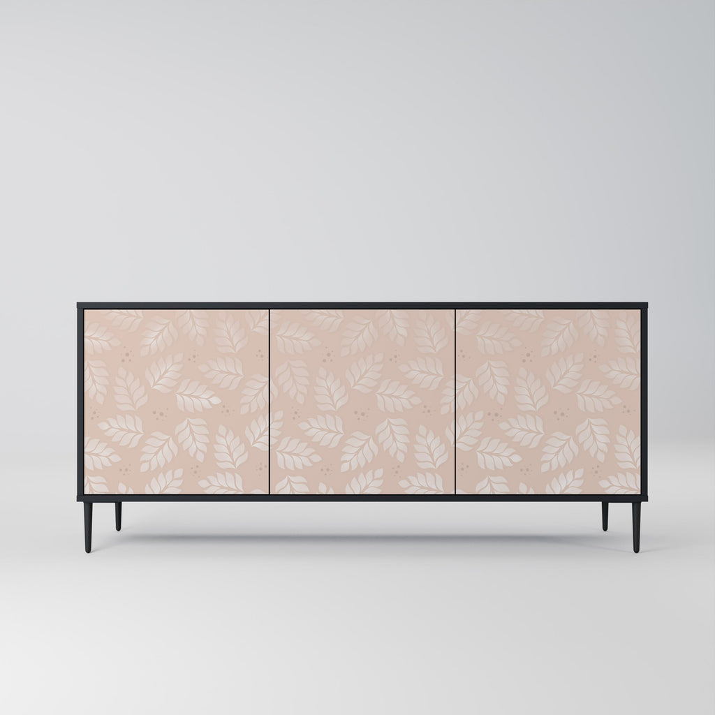 LEAVES ON BEIGE Sideboard mit 3 Türen in Schwarz