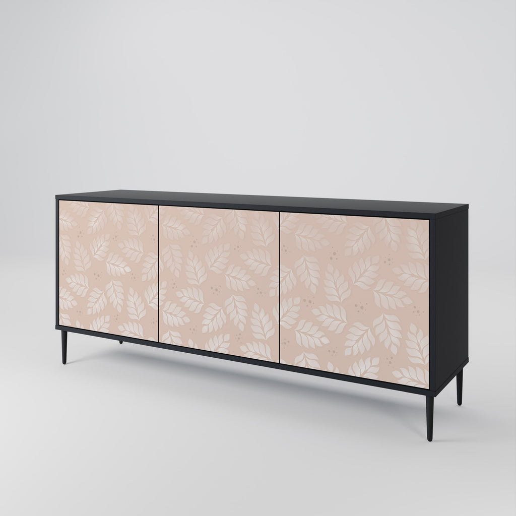 LEAVES ON BEIGE Sideboard mit 3 Türen in Schwarz