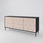 LEAVES ON BEIGE Sideboard mit 3 Türen in Schwarz