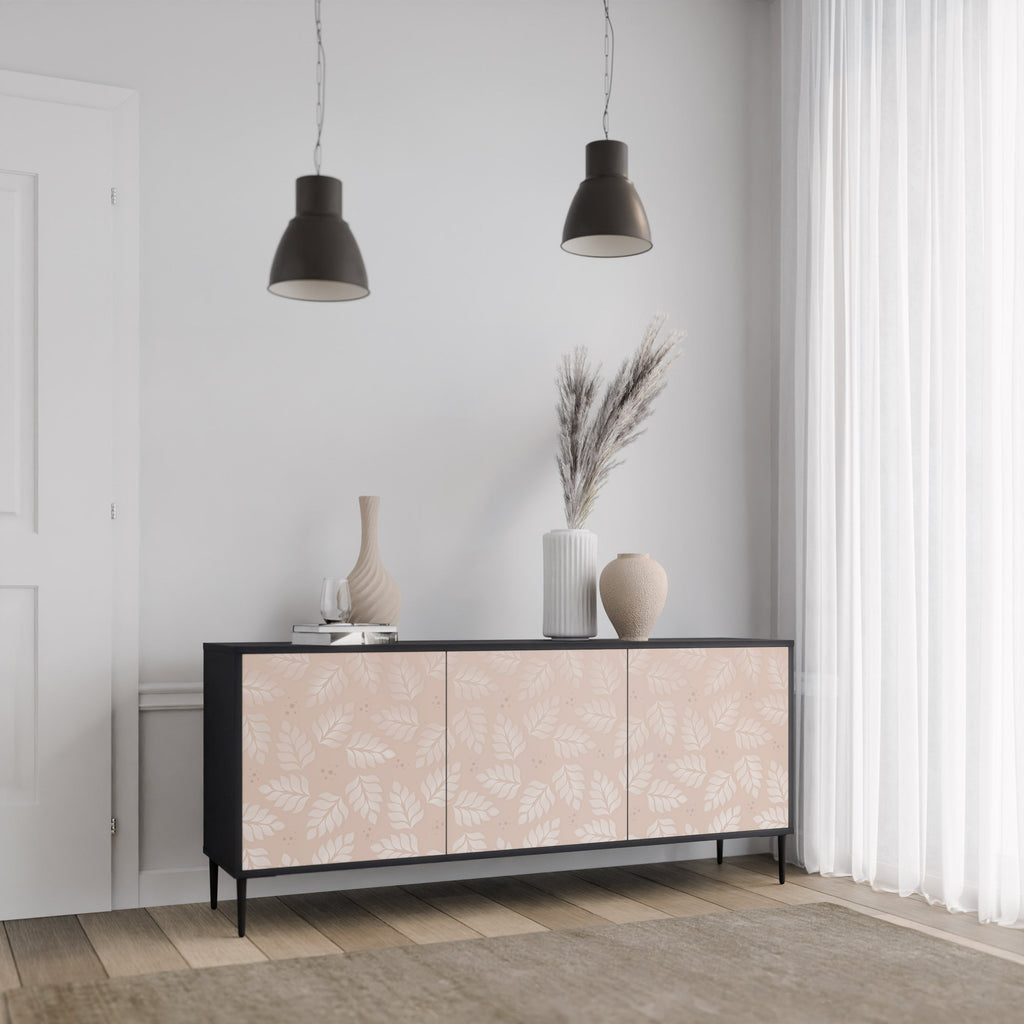 LEAVES ON BEIGE Sideboard mit 3 Türen in Schwarz