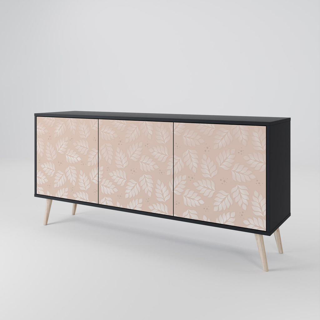 LEAVES ON BEIGE Sideboard mit 3 Türen in Schwarz