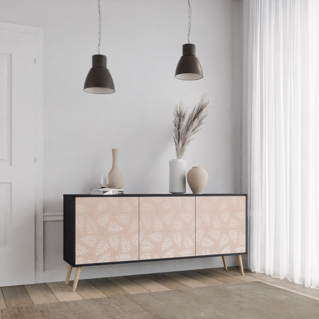 LEAVES ON BEIGE Sideboard mit 3 Türen in Schwarz