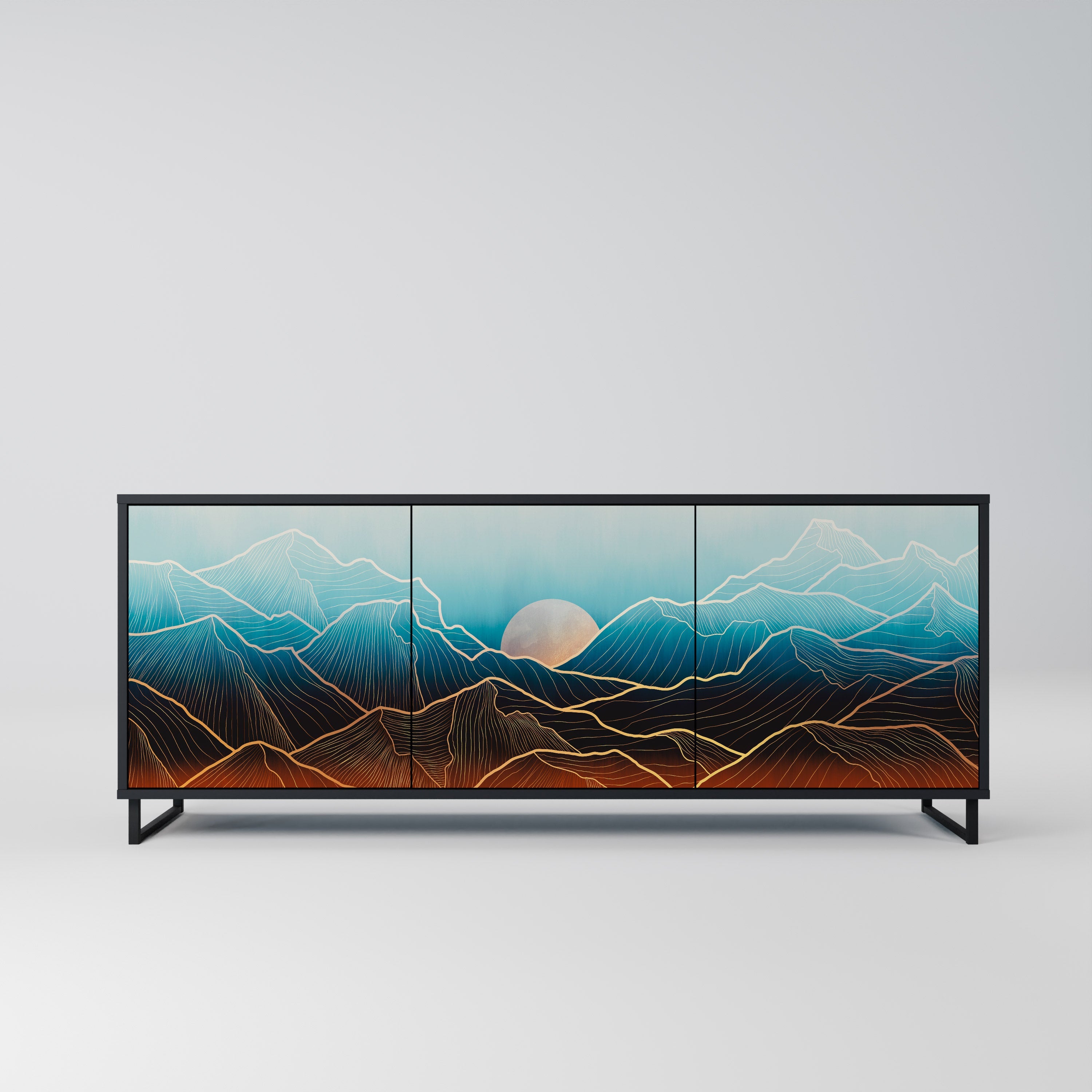 LUNAR SECRETS 3-Door Sideboard in Black Finish