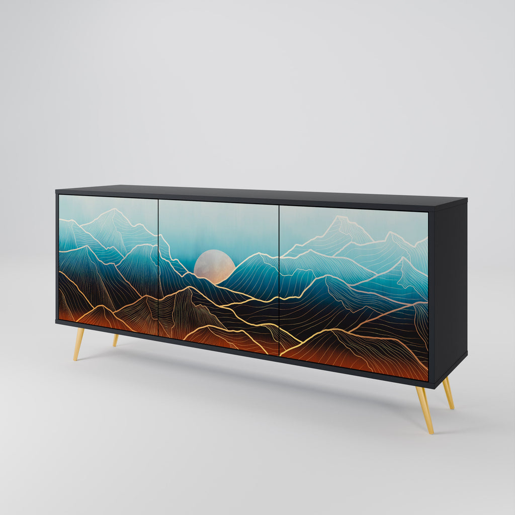 LUNAR SECRETS 3-Door Sideboard in Black Finish