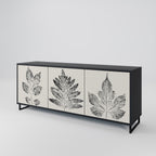 LEAFY STAMPS 3-Door Sideboard in Black Finish