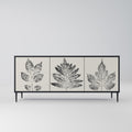 LEAFY STAMPS 3-Door Sideboard in Black Finish