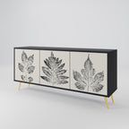 LEAFY STAMPS 3-Door Sideboard in Black Finish
