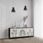 GREEN LEAFY STAMPS 3-Door Sideboard in Black Finish