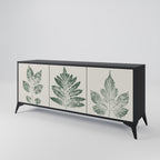 GREEN LEAFY STAMPS 3-Door Sideboard in Black Finish
