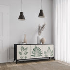 GREEN LEAFY STAMPS 3-Door Sideboard in Black Finish