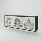 GREEN LEAFY STAMPS 3-Door Sideboard in Black Finish