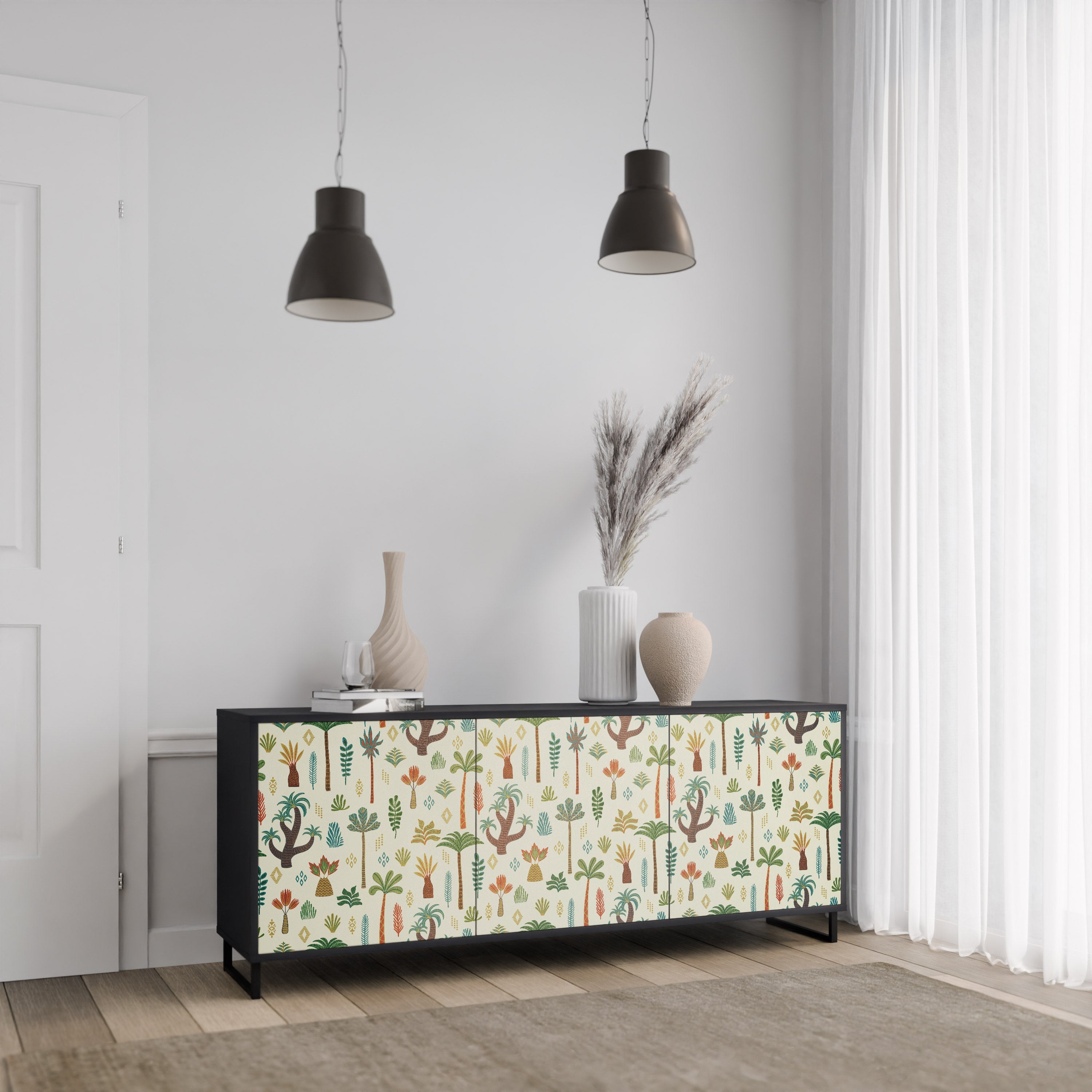 PALM SPRING 3-Door Sideboard in Black Finish