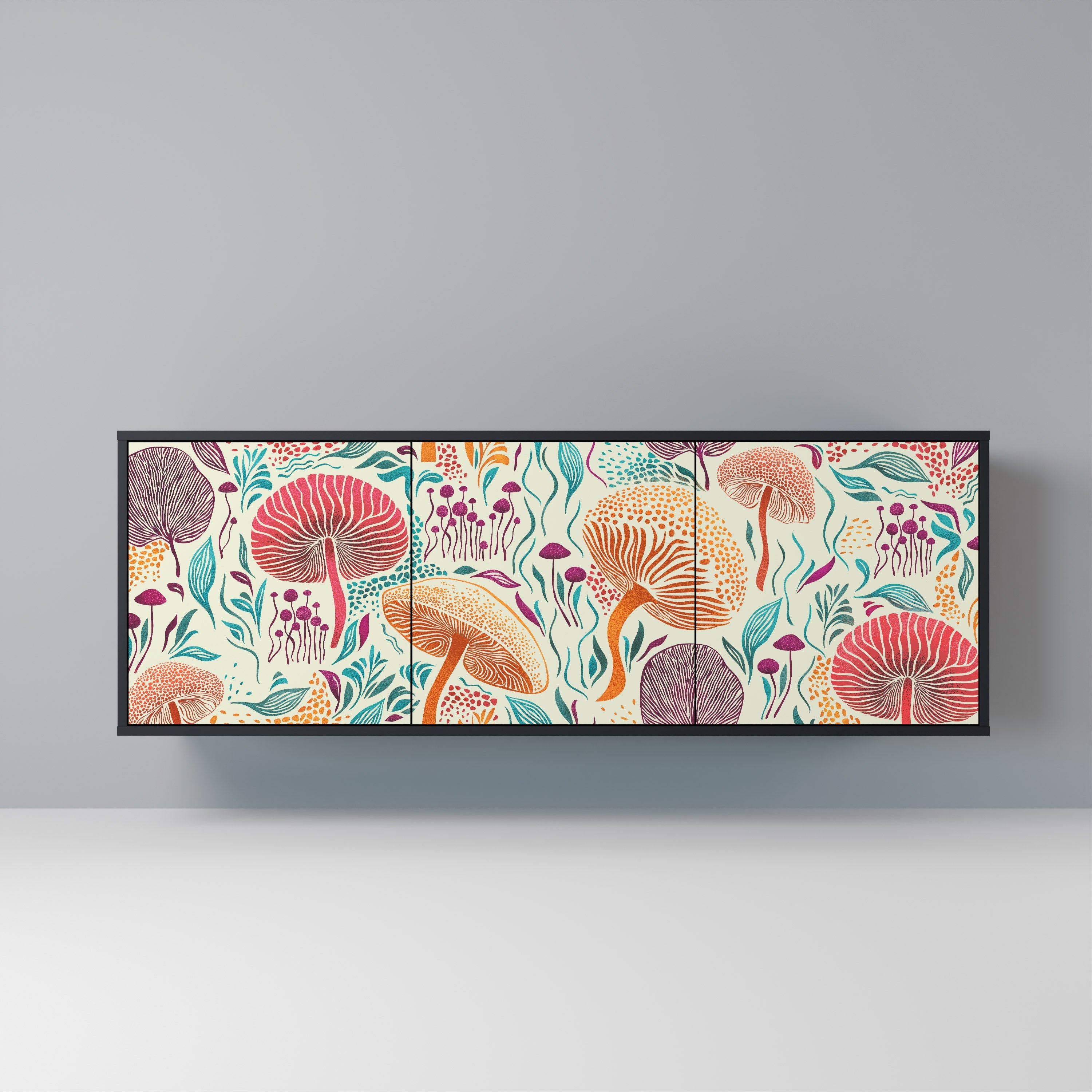 FUNGUS FANTASY 3-Door Sideboard in Black Finish