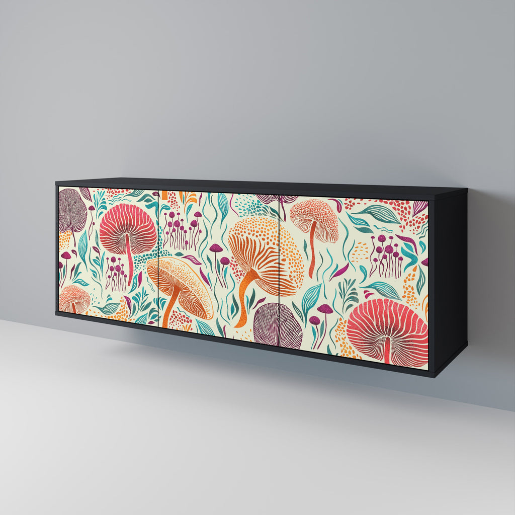 FUNGUS FANTASY 3-Door Sideboard in Black Finish