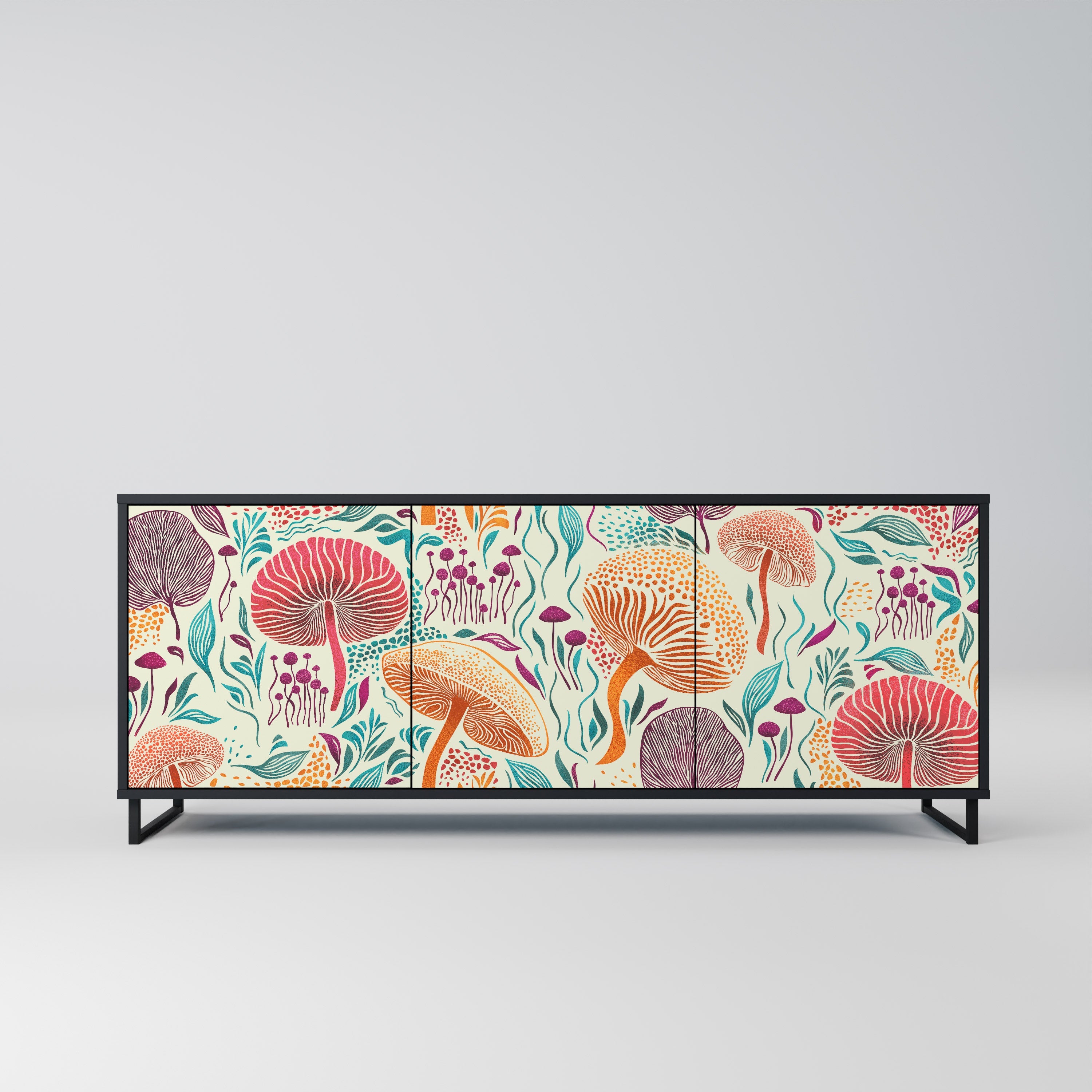 FUNGUS FANTASY 3-Door Sideboard in Black Finish