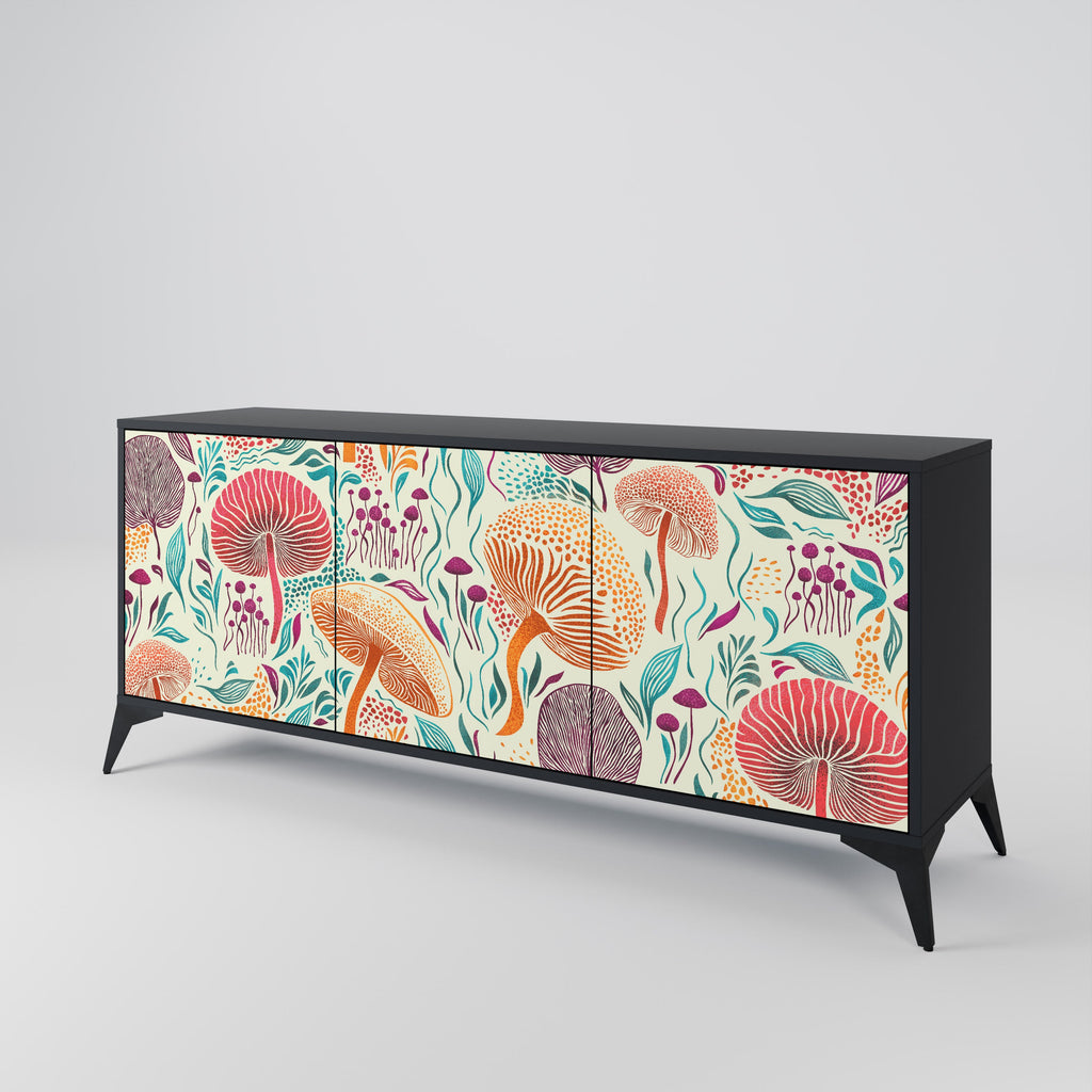 FUNGUS FANTASY 3-Door Sideboard in Black Finish