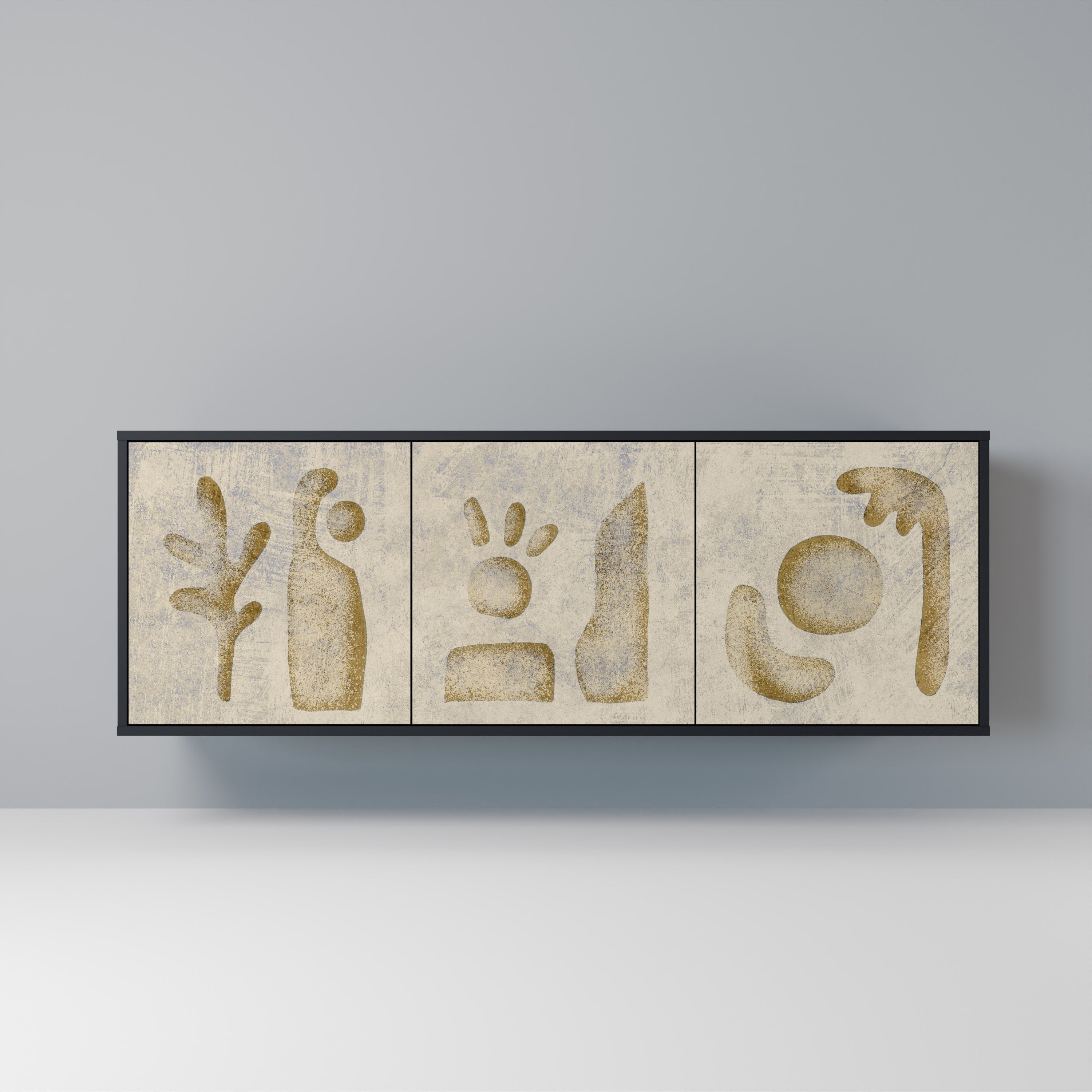 SAND SCULPTURES 3-Door Sideboard in Black Finish