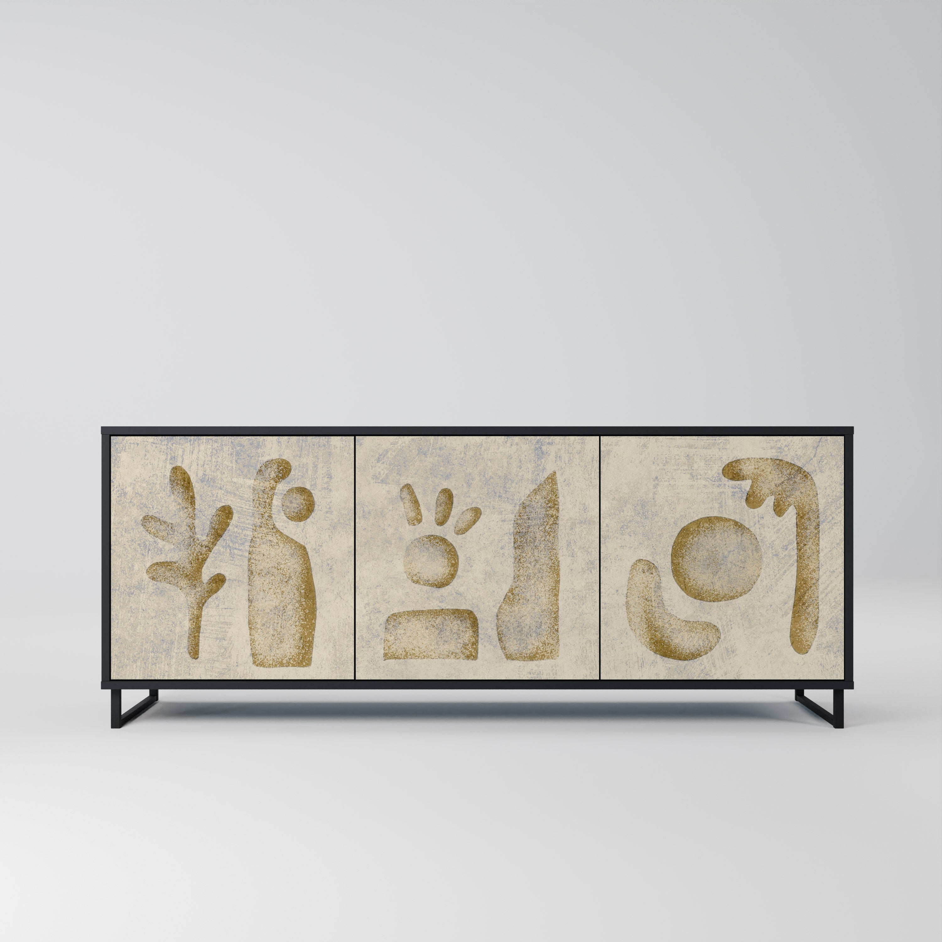 SAND SCULPTURES 3-Door Sideboard in Black Finish