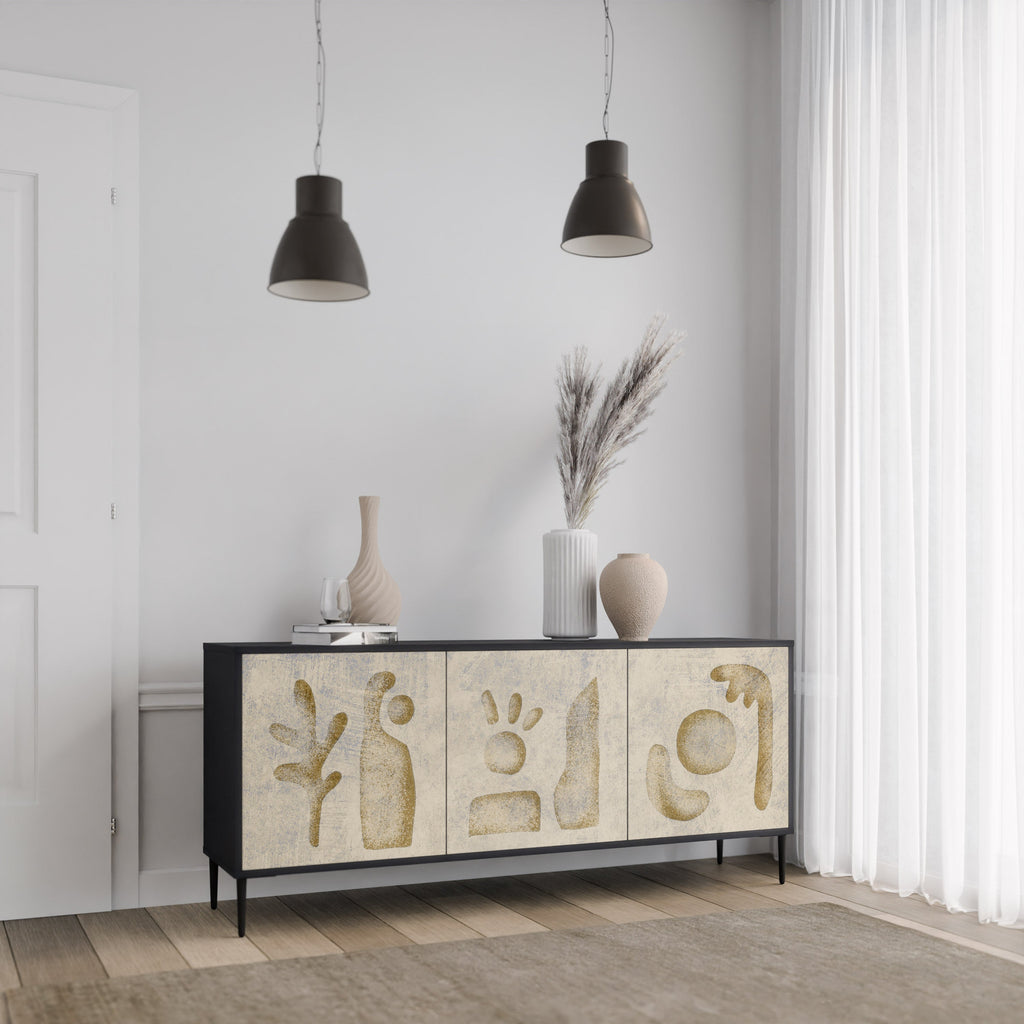 SAND SCULPTURES 3-Door Sideboard in Black Finish