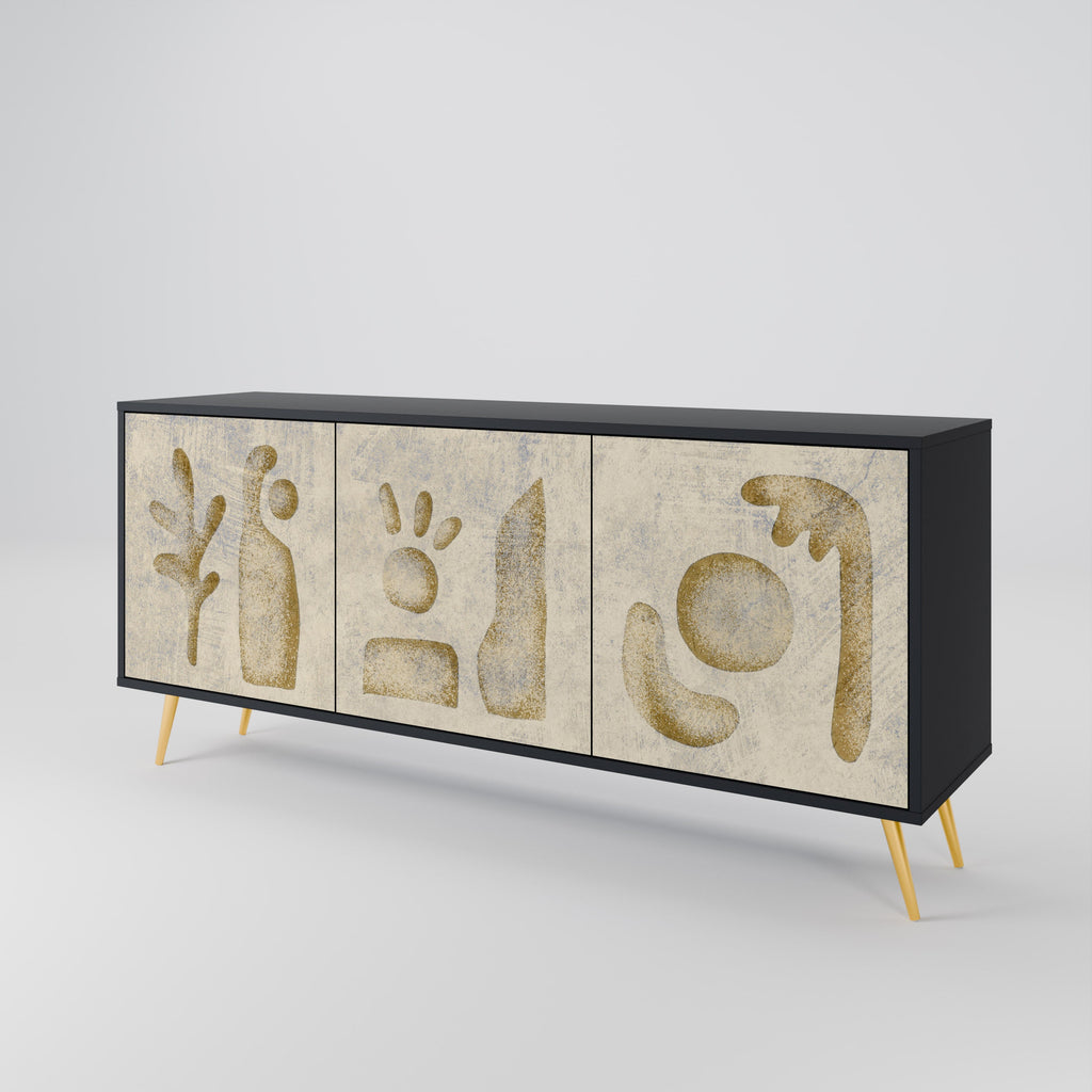 SAND SCULPTURES 3-Door Sideboard in Black Finish