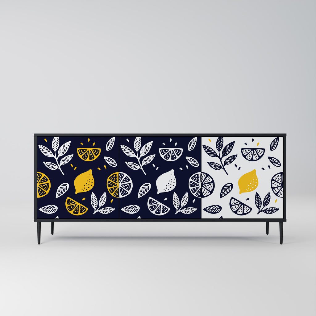 CITRUS BLACK AND WHITE 3-Door Sideboard in Black Finish