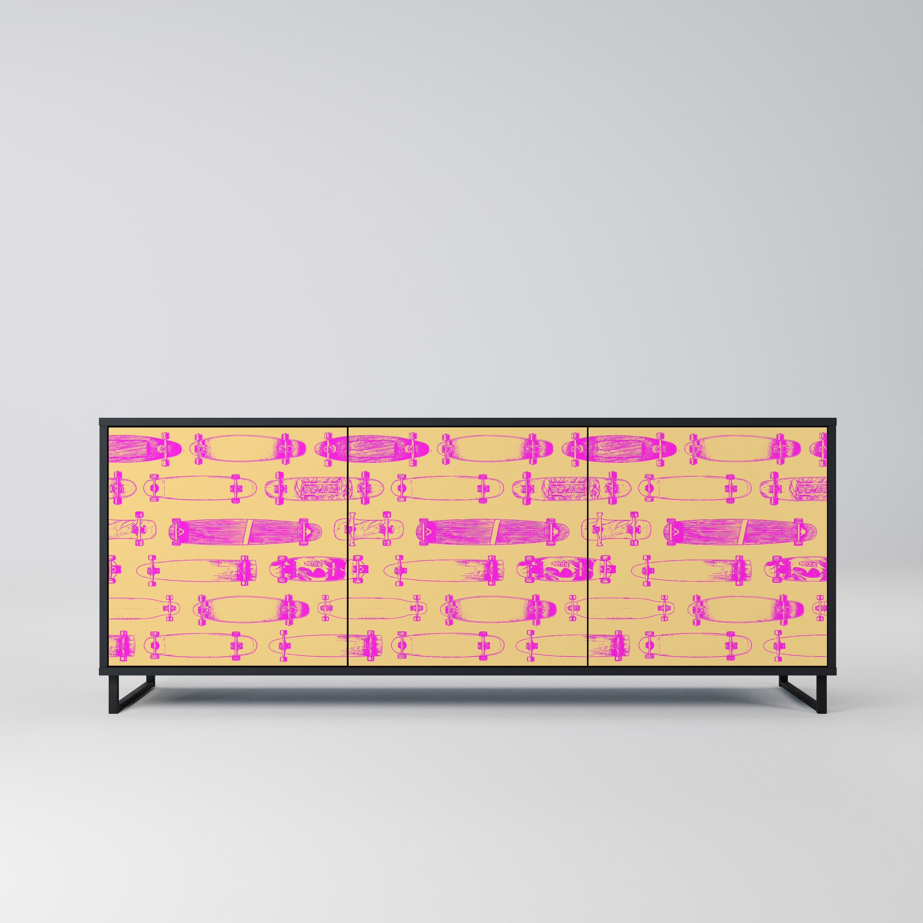 SKATEBOARD ARTISTRY 3-Door Sideboard in Black Finish