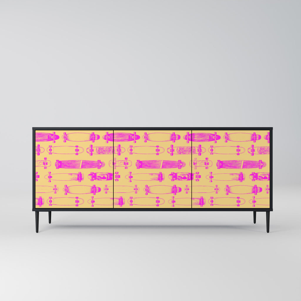 SKATEBOARD ARTISTRY 3-Door Sideboard in Black Finish