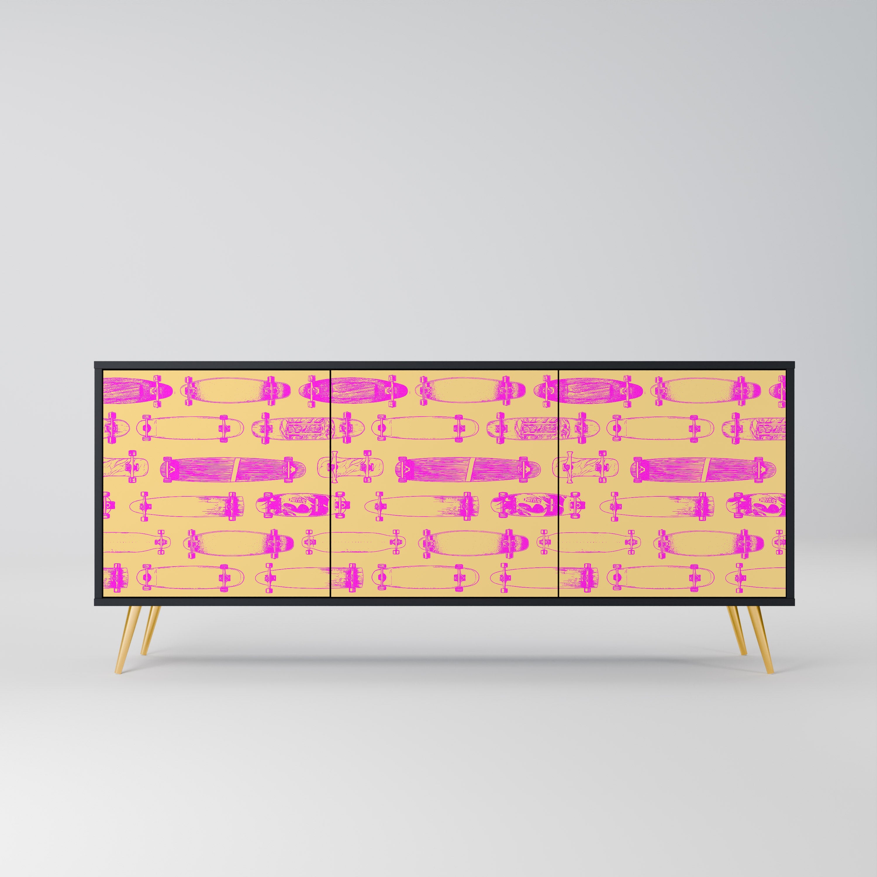 SKATEBOARD ARTISTRY 3-Door Sideboard in Black Finish