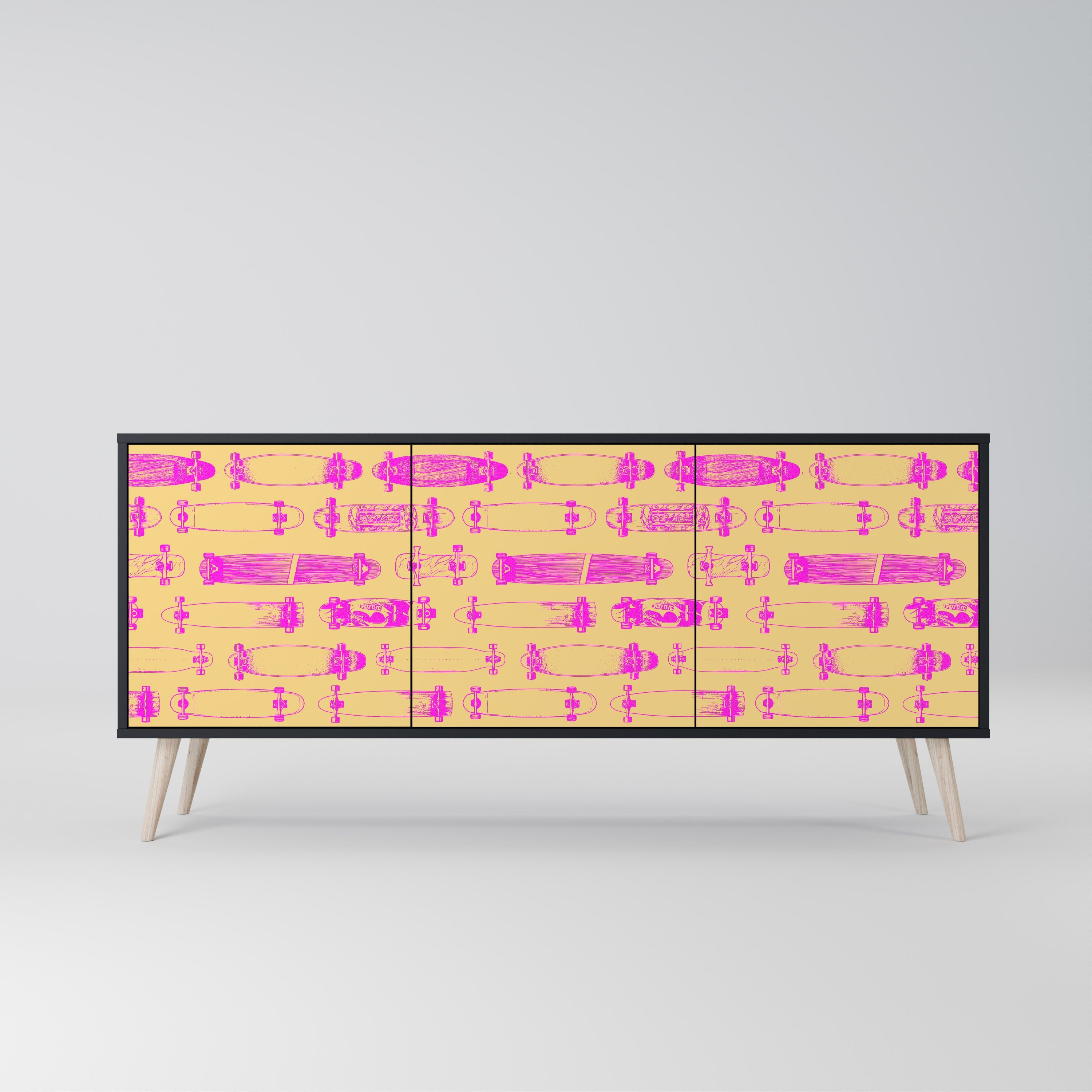 SKATEBOARD ARTISTRY 3-Door Sideboard in Black Finish