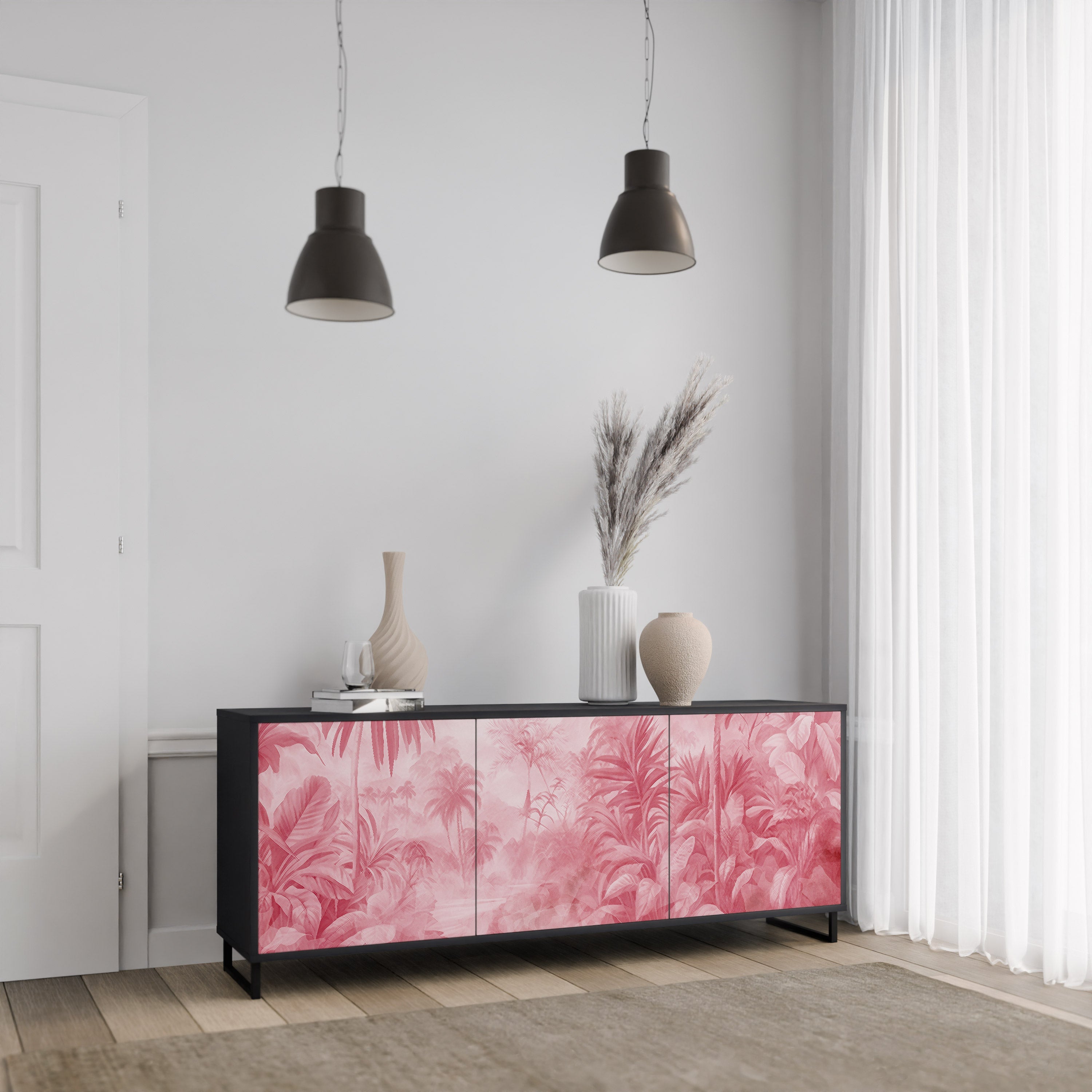 SWEET TROPICS 3-Door Sideboard in Black Finish